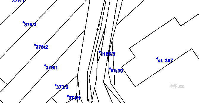 Parcela st. 1166/6 v KÚ Chvalčov, Katastrální mapa