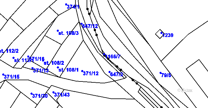 Parcela st. 1166/7 v KÚ Chvalčov, Katastrální mapa