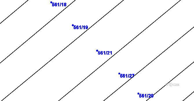 Parcela st. 561/21 v KÚ Chvalčov, Katastrální mapa