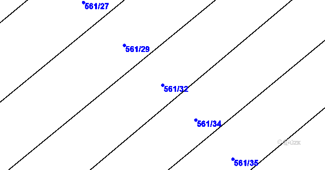 Parcela st. 561/32 v KÚ Chvalčov, Katastrální mapa