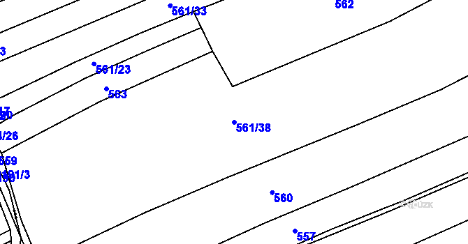 Parcela st. 561/38 v KÚ Chvalčov, Katastrální mapa
