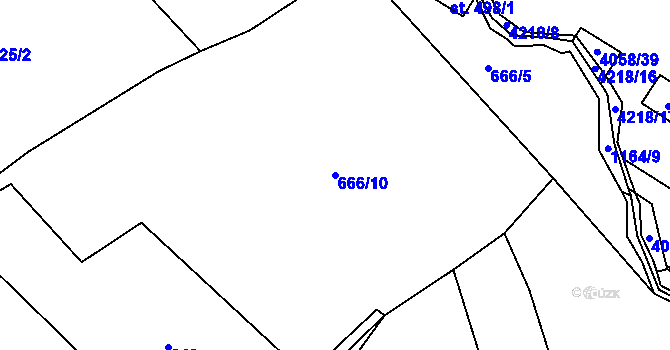 Parcela st. 666/10 v KÚ Chvalčov, Katastrální mapa