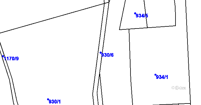 Parcela st. 930/6 v KÚ Chvalčov, Katastrální mapa