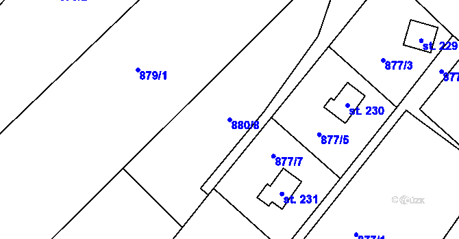 Parcela st. 880/8 v KÚ Chvalčov, Katastrální mapa