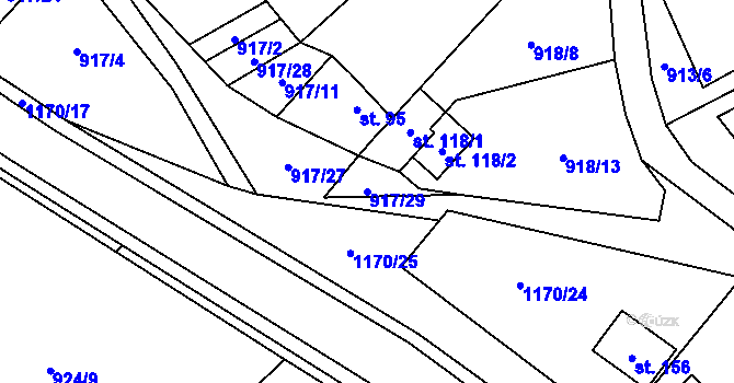 Parcela st. 917/29 v KÚ Chvalčov, Katastrální mapa