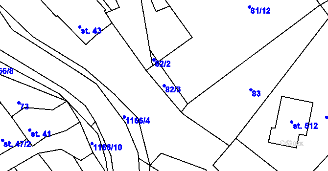 Parcela st. 82/3 v KÚ Chvalčov, Katastrální mapa