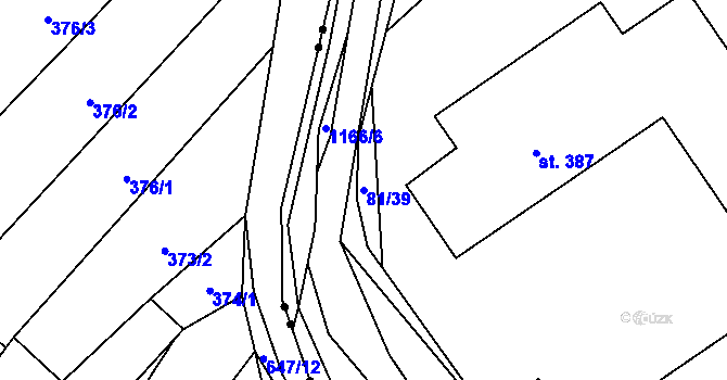 Parcela st. 81/39 v KÚ Chvalčov, Katastrální mapa