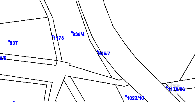 Parcela st. 936/7 v KÚ Chvalčov, Katastrální mapa