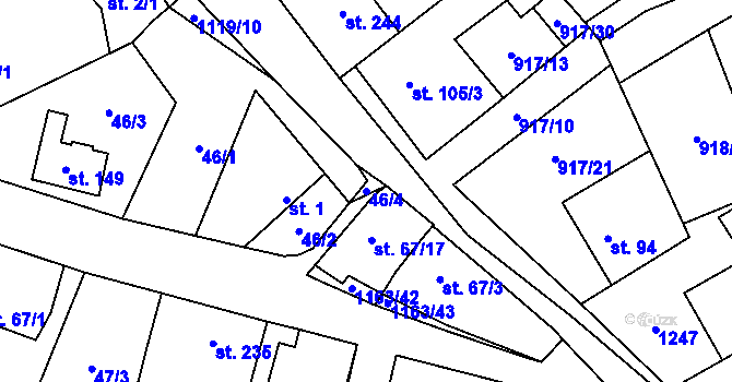 Parcela st. 46/4 v KÚ Chvalčov, Katastrální mapa