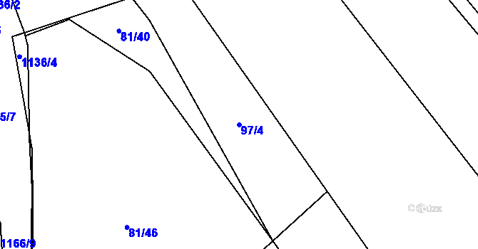 Parcela st. 97/4 v KÚ Chvalčov, Katastrální mapa