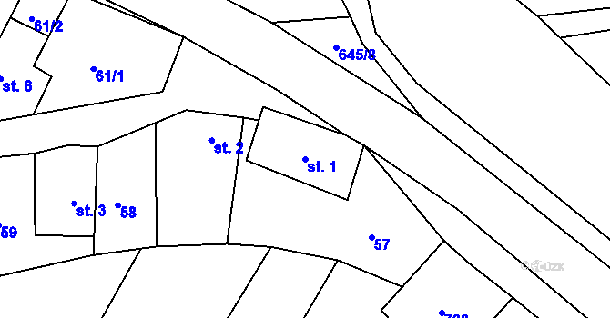 Parcela st. 1 v KÚ Chvalčova Lhota, Katastrální mapa
