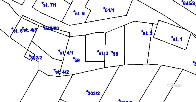 Parcela st. 3 v KÚ Chvalčova Lhota, Katastrální mapa