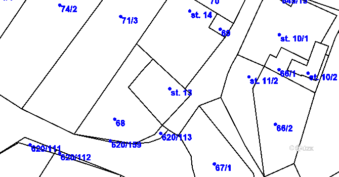 Parcela st. 13 v KÚ Chvalčova Lhota, Katastrální mapa