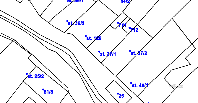 Parcela st. 37/1 v KÚ Chvalčova Lhota, Katastrální mapa