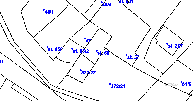 Parcela st. 56 v KÚ Chvalčova Lhota, Katastrální mapa