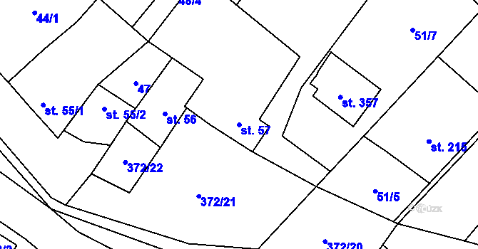 Parcela st. 57 v KÚ Chvalčova Lhota, Katastrální mapa