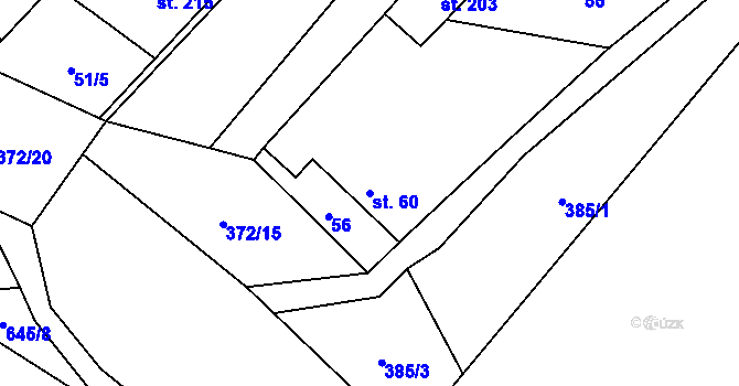 Parcela st. 60 v KÚ Chvalčova Lhota, Katastrální mapa