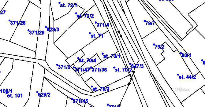 Parcela st. 70/1 v KÚ Chvalčova Lhota, Katastrální mapa