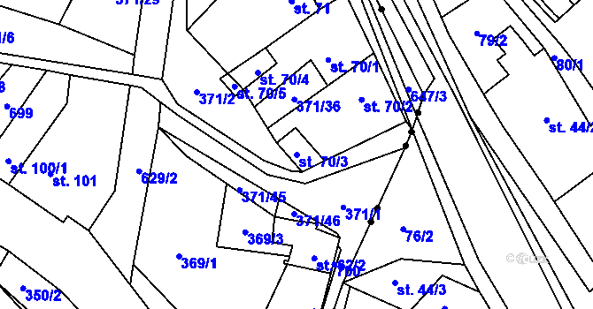 Parcela st. 70/3 v KÚ Chvalčova Lhota, Katastrální mapa