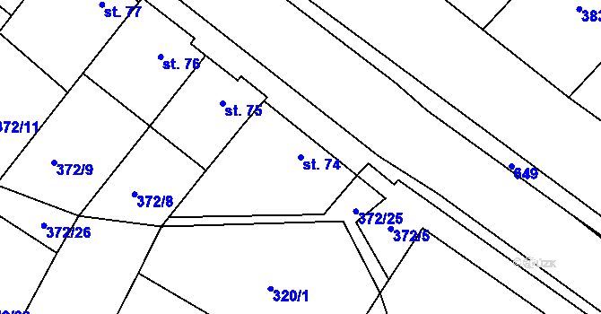 Parcela st. 74 v KÚ Chvalčova Lhota, Katastrální mapa