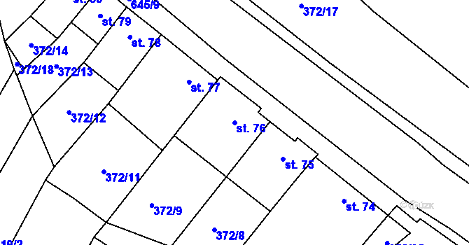 Parcela st. 76 v KÚ Chvalčova Lhota, Katastrální mapa