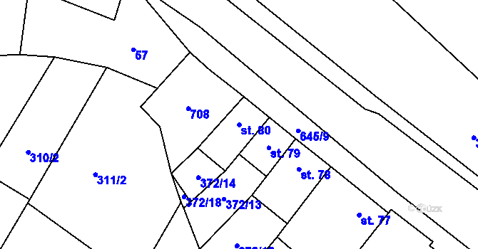 Parcela st. 80 v KÚ Chvalčova Lhota, Katastrální mapa