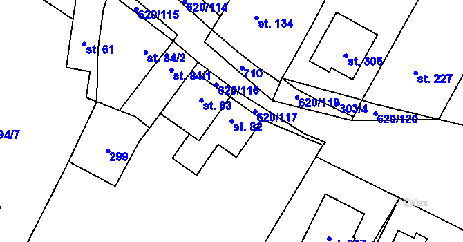 Parcela st. 82 v KÚ Chvalčova Lhota, Katastrální mapa