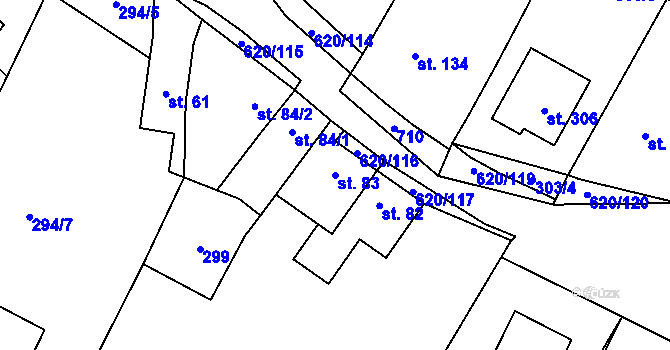 Parcela st. 83 v KÚ Chvalčova Lhota, Katastrální mapa