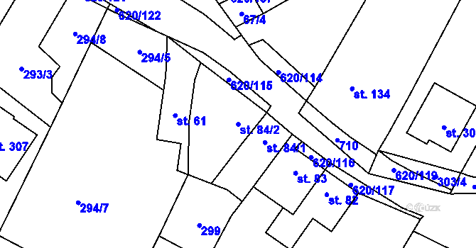 Parcela st. 84/2 v KÚ Chvalčova Lhota, Katastrální mapa
