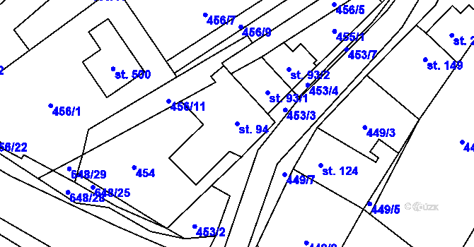 Parcela st. 94 v KÚ Chvalčova Lhota, Katastrální mapa