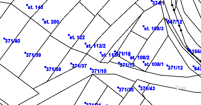 Parcela st. 112/1 v KÚ Chvalčova Lhota, Katastrální mapa