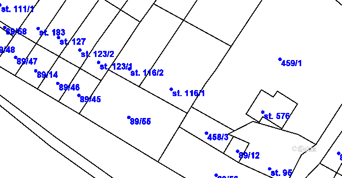Parcela st. 116/1 v KÚ Chvalčova Lhota, Katastrální mapa