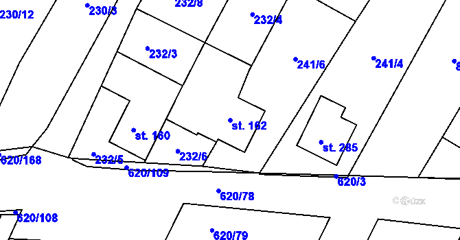 Parcela st. 162 v KÚ Chvalčova Lhota, Katastrální mapa
