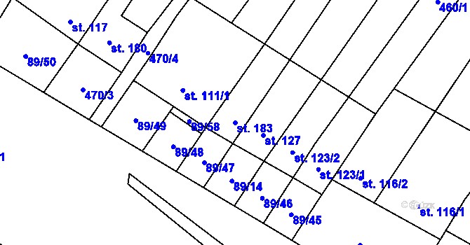 Parcela st. 183 v KÚ Chvalčova Lhota, Katastrální mapa