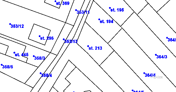 Parcela st. 213 v KÚ Chvalčova Lhota, Katastrální mapa