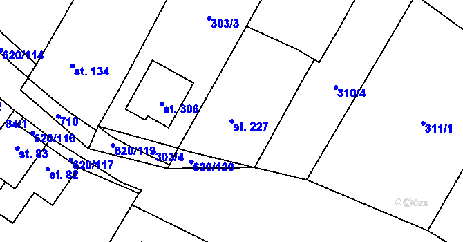 Parcela st. 227 v KÚ Chvalčova Lhota, Katastrální mapa