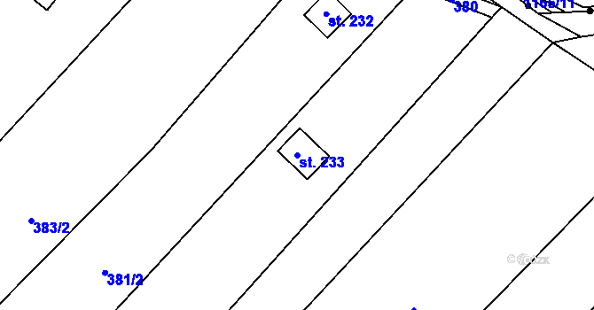 Parcela st. 233 v KÚ Chvalčova Lhota, Katastrální mapa