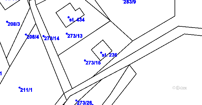 Parcela st. 236 v KÚ Chvalčova Lhota, Katastrální mapa