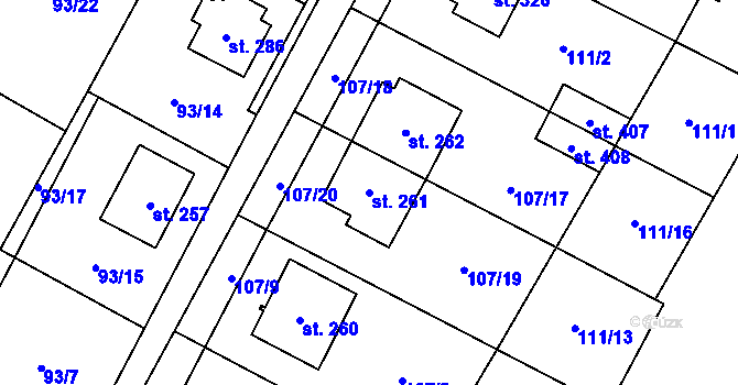 Parcela st. 261 v KÚ Chvalčova Lhota, Katastrální mapa