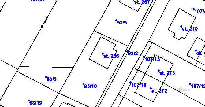 Parcela st. 266 v KÚ Chvalčova Lhota, Katastrální mapa