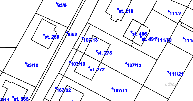 Parcela st. 273 v KÚ Chvalčova Lhota, Katastrální mapa