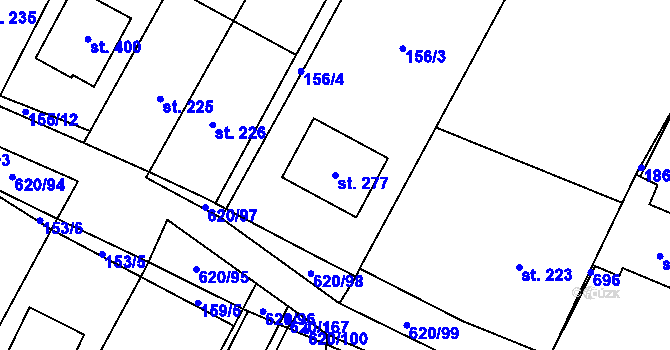 Parcela st. 277 v KÚ Chvalčova Lhota, Katastrální mapa