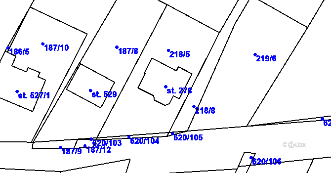 Parcela st. 278 v KÚ Chvalčova Lhota, Katastrální mapa