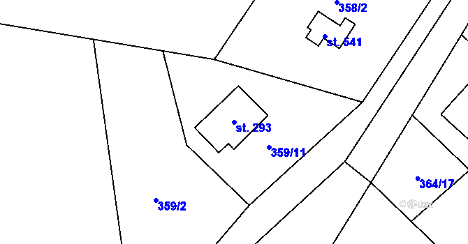 Parcela st. 293 v KÚ Chvalčova Lhota, Katastrální mapa