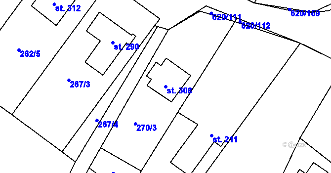 Parcela st. 308 v KÚ Chvalčova Lhota, Katastrální mapa