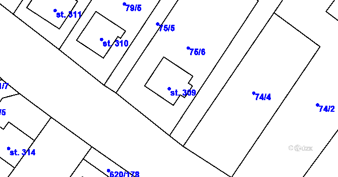 Parcela st. 309 v KÚ Chvalčova Lhota, Katastrální mapa
