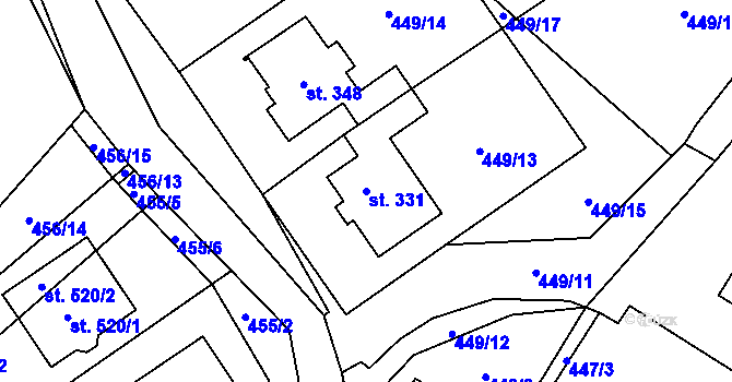 Parcela st. 331 v KÚ Chvalčova Lhota, Katastrální mapa