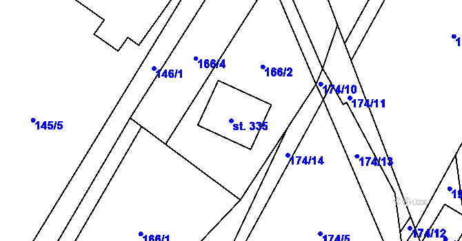 Parcela st. 335 v KÚ Chvalčova Lhota, Katastrální mapa