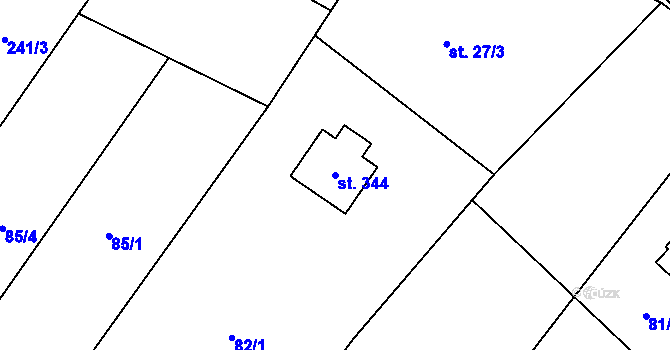 Parcela st. 344 v KÚ Chvalčova Lhota, Katastrální mapa