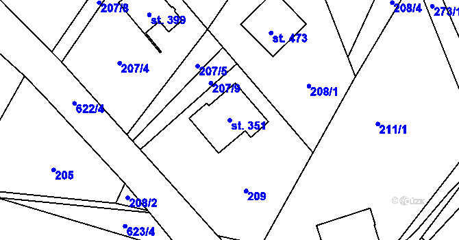 Parcela st. 351 v KÚ Chvalčova Lhota, Katastrální mapa